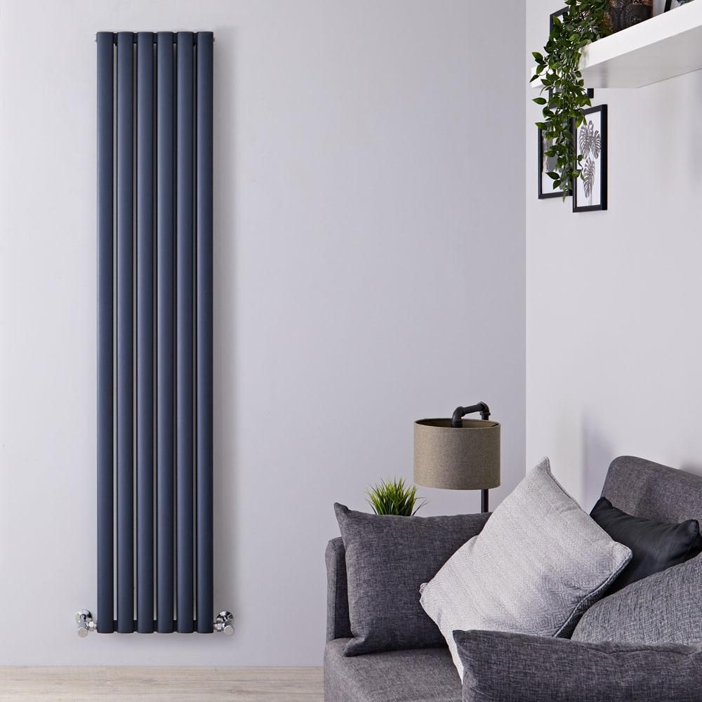 Hudson Reed Revive - Verticale Aluminium Designradiator Dubbellaags (180cm x 59cm) – Antraciet