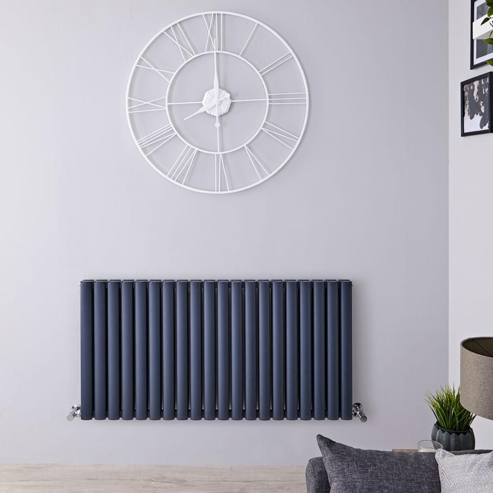 Design Radiator Antraciet Horizontale Aluminium DubbelPaneel 119cm x 60cm |Revive Air