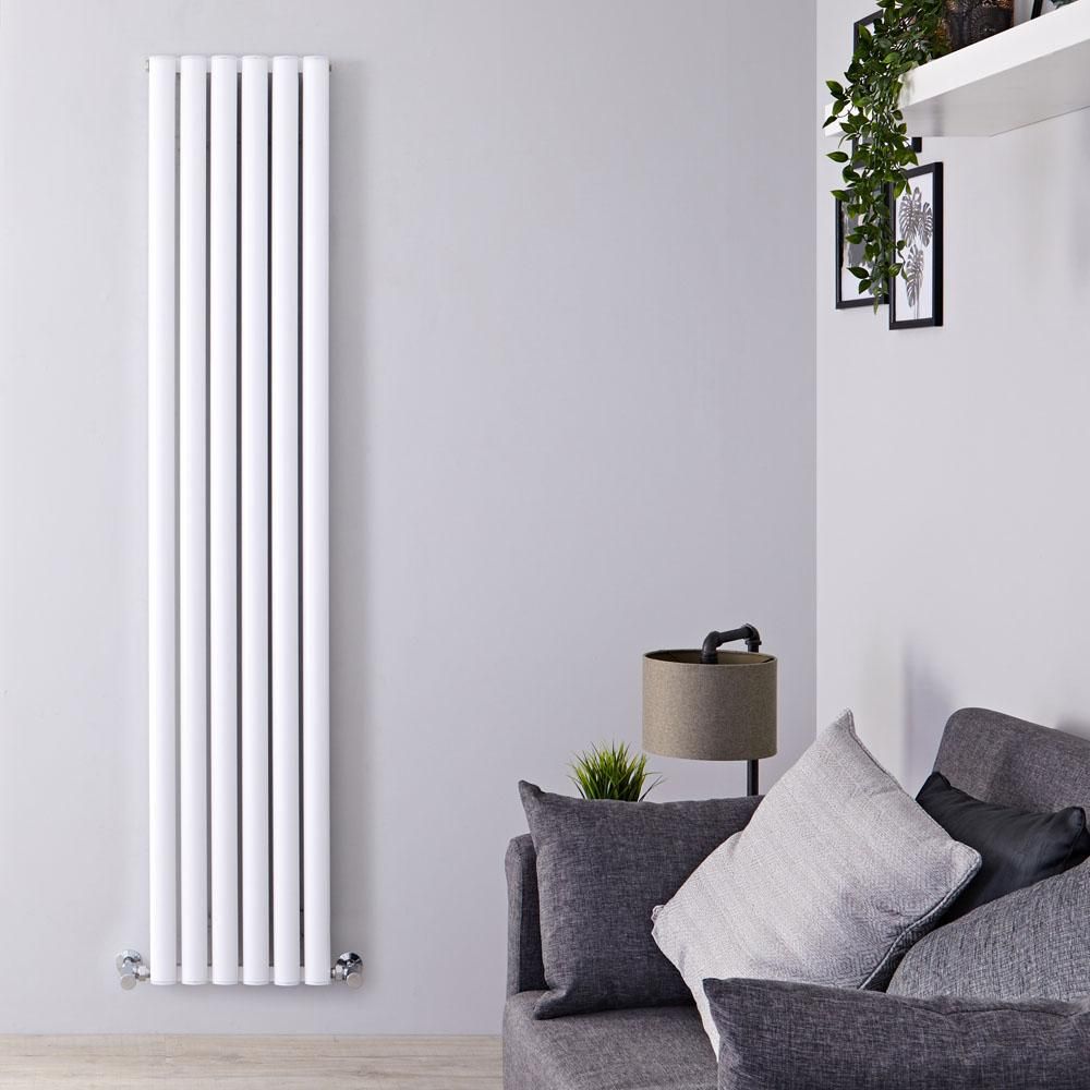 Hudson Reed Revive - Verticale Aluminium Designradiator Dubbellaags (180cm x 35cm) – Wit