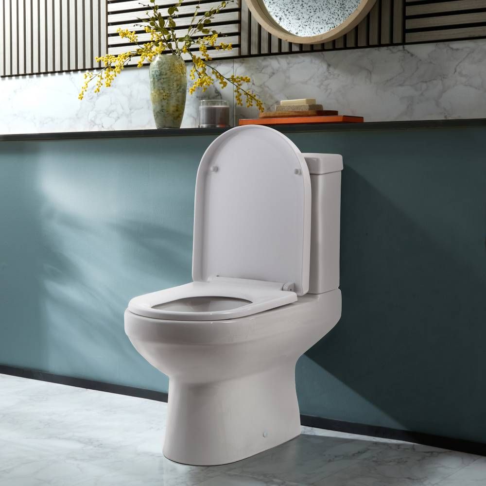 Duoblok Toilet - Achter Onder (AO) Aansluiting - Modern met Soft-Close Toiletzitting | Keuze Afwerking Spoelknop | Covelly