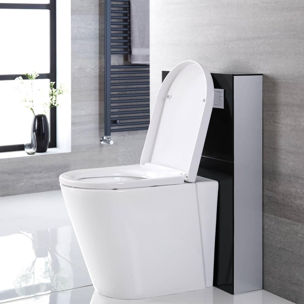 Stortbak Ombouw Staand Dubbele Spoelknop 3/6 Liter Zwart 50cm | Saru