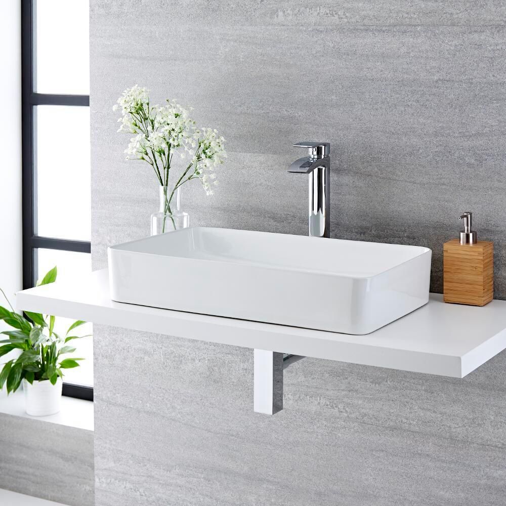 Opzetwastafel Rechthoekig 60cm x 34cm Wit | Alswear