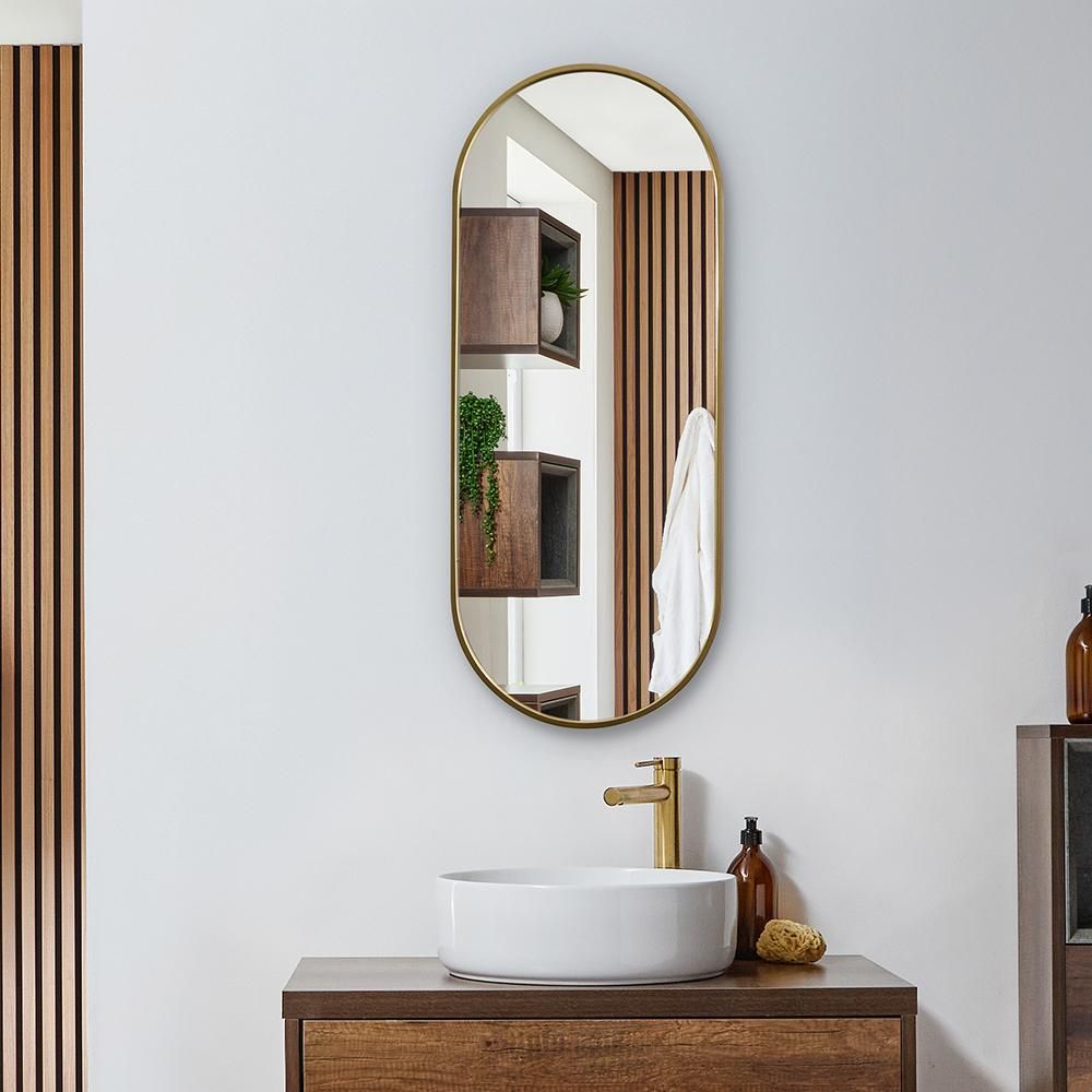 Wandspiegel Ovaal 100cm x 40cm - Satijn Goud | Gianna