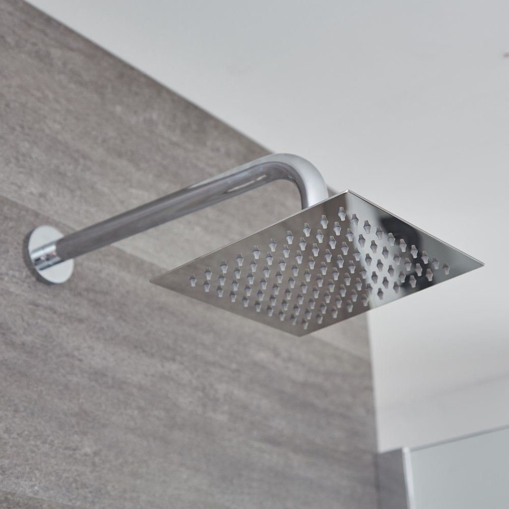 Douchekraan Thermostatisch Chromen met Muurbevestigde Douchekop | Kubix
