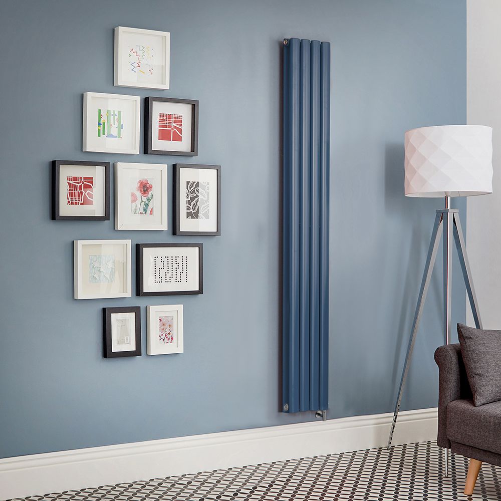 Design Radiator Elektrisch Verticaal - Blauw (Deep Sea Blue) | Keuze Afmeting en Opties voor Thermostaat, WiFi Verwarmingselement en Kabelafdekking | Revive