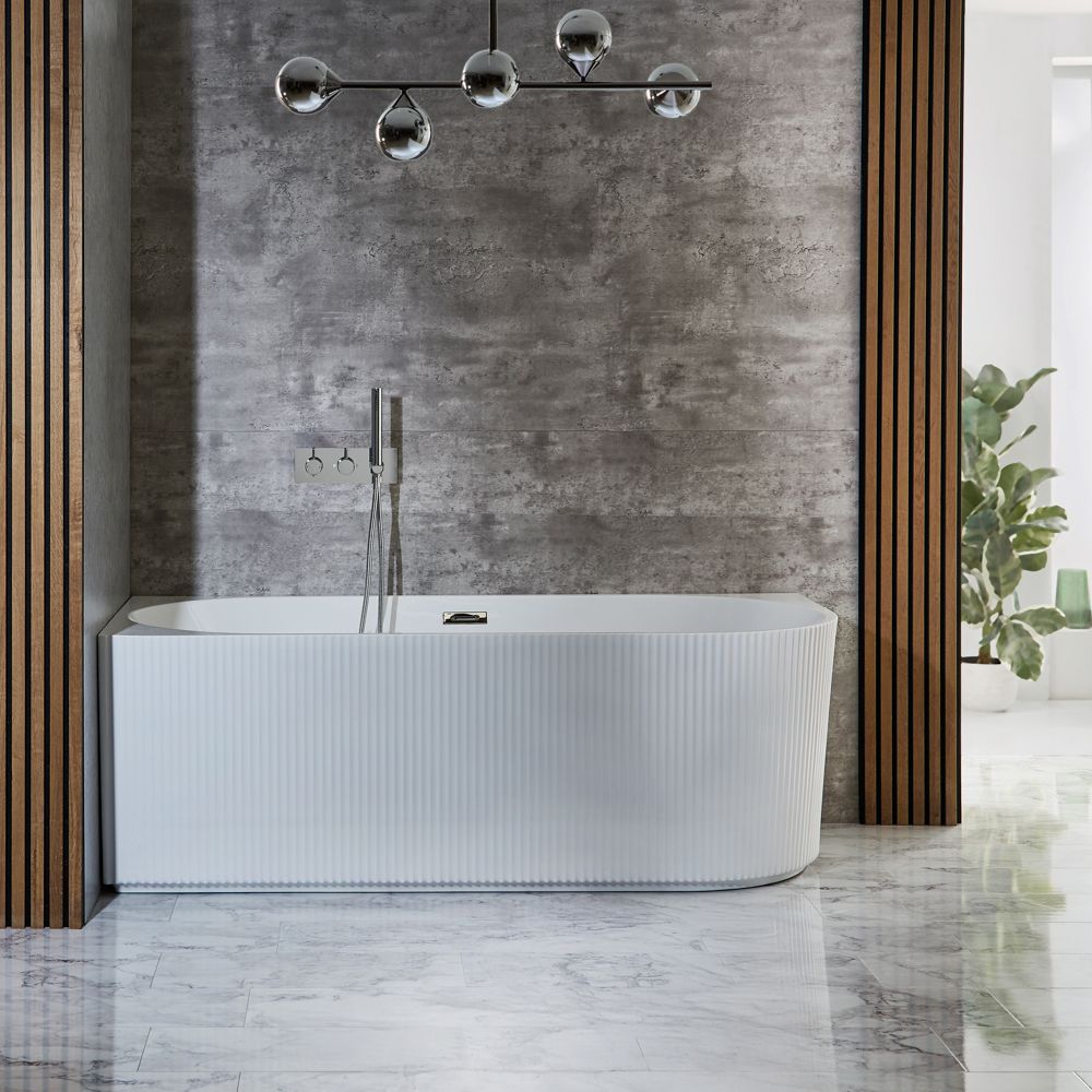 Hoekbad 170cm x 80cm Modern Geribbeld | Keuze Linker of Rechter Uitvoering | Keuze Afwerking Overloop | Florence