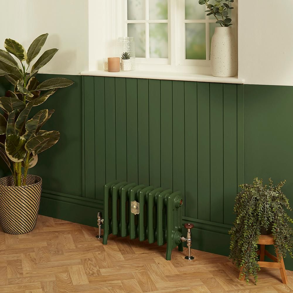 Gietijzeren Radiator met 4 Kolommen - Duck Green W55 van Farrow & Ball | 35,7cm Hoog  x  Kies de Breedte | Isabel
