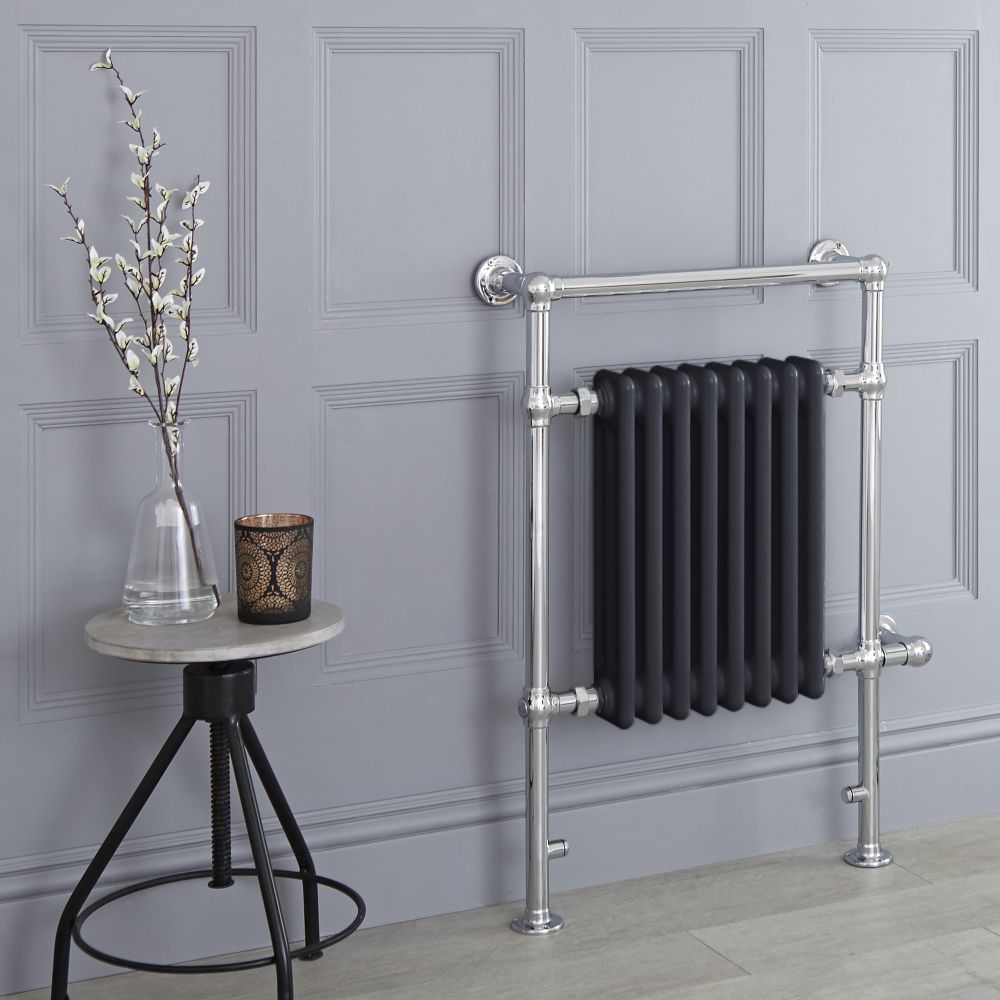 Elektrische Handdoekradiator Klassiek Antraciet H.93cm Incl. Standaard Verwarmingselement | Keuze Afmeting | Elizabeth