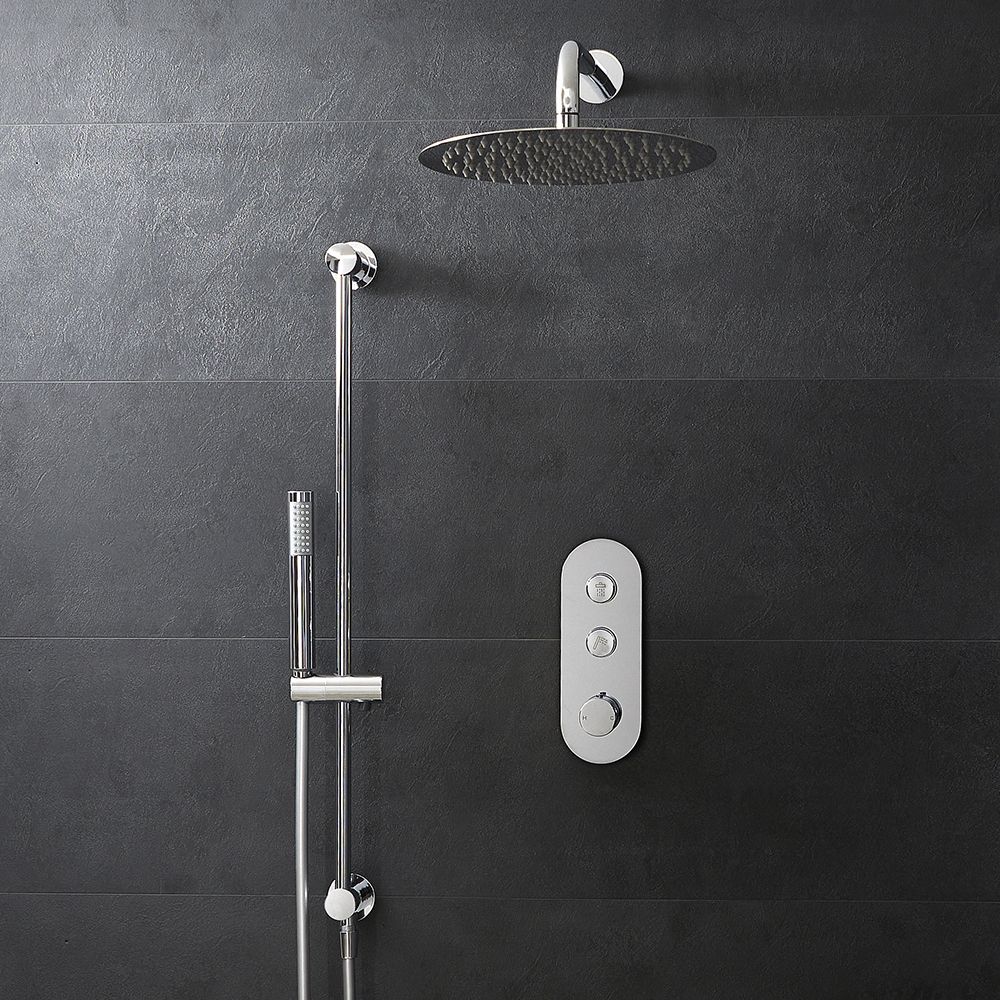 Doucheset - 2-Weg Chromen Thermostatische Drukknop Douchekraan met Douchekop | Keuze Handdouche | Idro