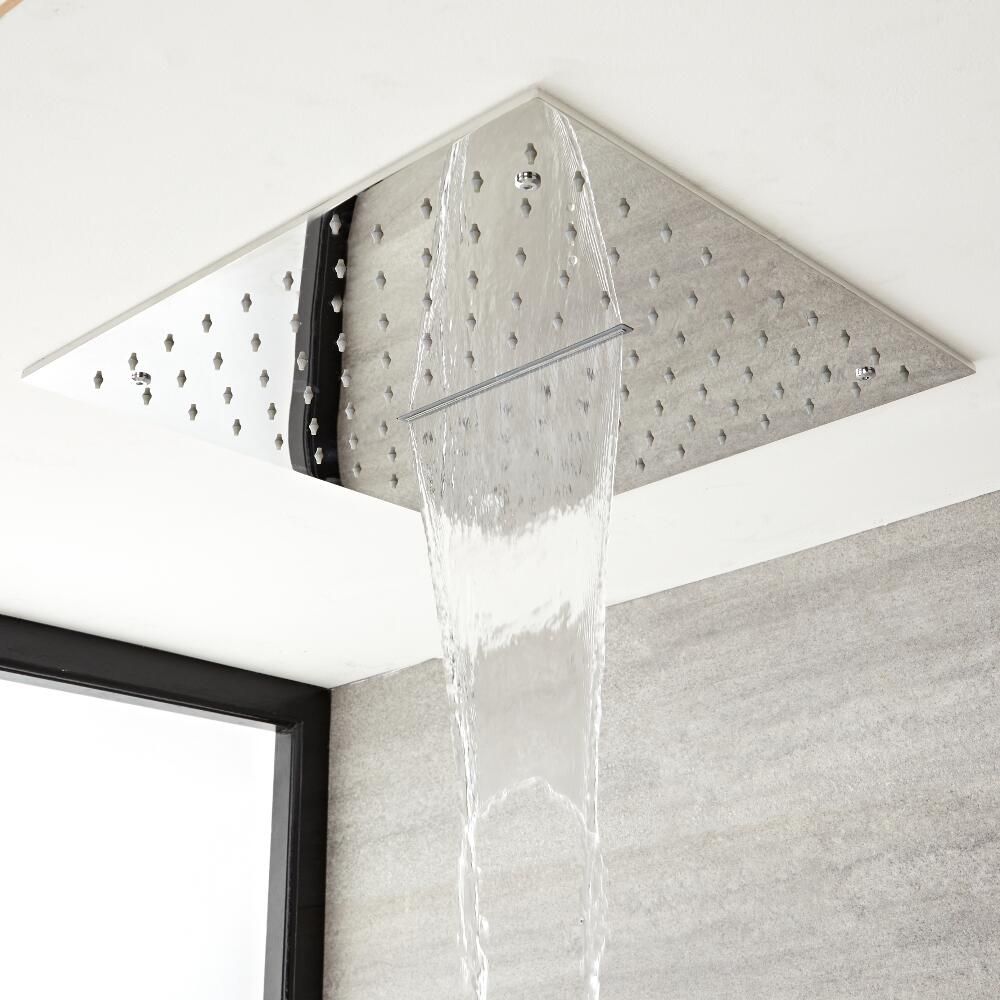 Douchekop Plafond met Waterval 40 x 40cm Chroom | Kubix