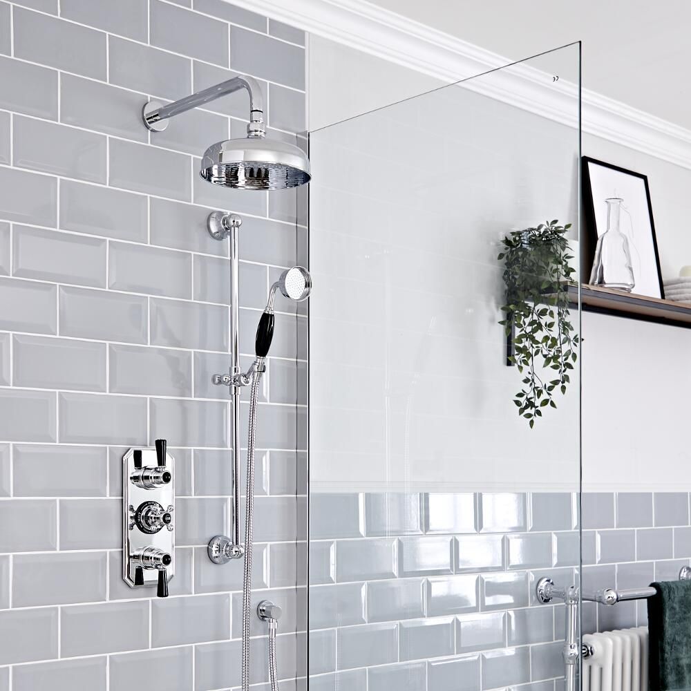 Hudson Reed Elizabeth - Douchekraan Thermostatisch Inbouw 3-Weg Klassiek met Omstel - Chroom en Zwart