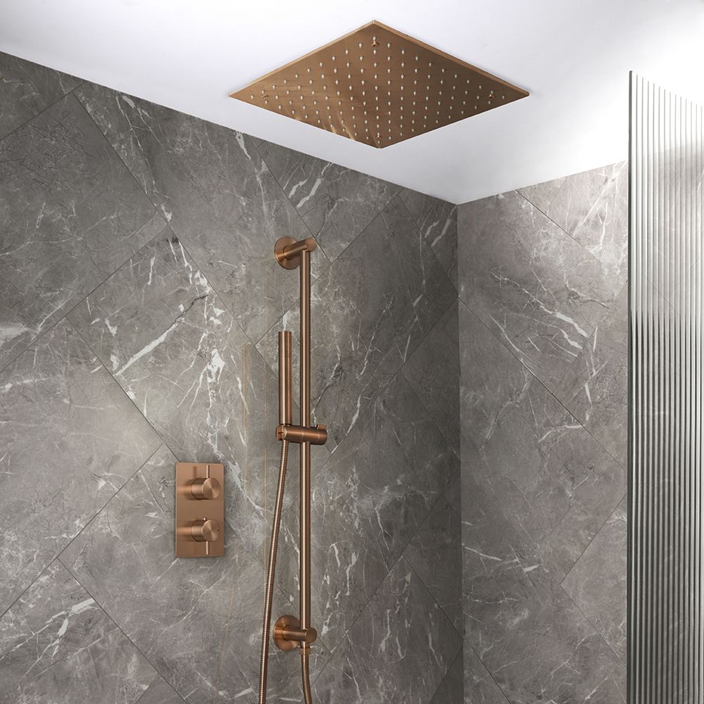 Douchekraan Thermostatisch 2-Weg met Inbouw Plafond Douchekop en Handdouche met Glijstang Modern | Keuze Afwerking | Otto