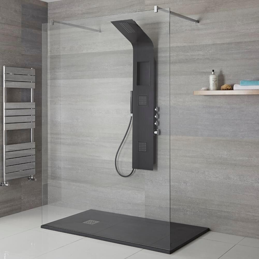 Douchepaneel 3-Weg Thermostatisch met Douchekop Handdouche en 2 Zijdouches Zwart | Stamford