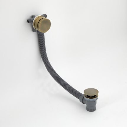 Badvuller en Badafvoer Overloopcombinatie met Afvoerplug Geborsteld Messing | Clarus