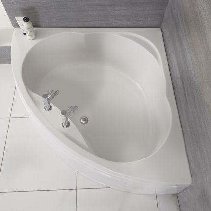 Hoekbad Inclusief Badpaneel 120cm x 120cm Glanzend Wit | Belstone