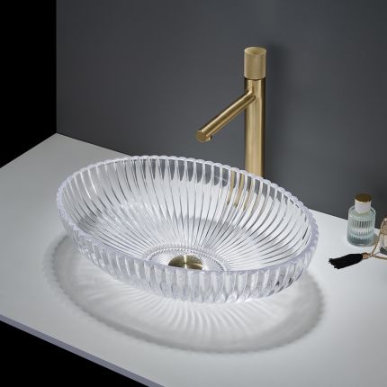 Opzetwastafel van Kristalglas Ovaal 51cm x 35cm (zonder Kraangaten) | Keuze Afwerking | Kenton