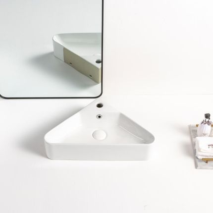 Opzetwastafel 51cm x 40cm Driehoekig Modern (één Kraangat) - Wit | Brixton