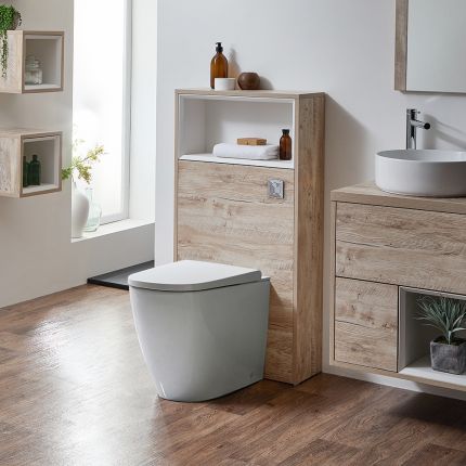 WC-Ombouw 60cm met Open Plank - Hirayu Staand Japans Toilet - Inbouw Reservoir | Keuze Afwerking en Spoelknop | Optie voor LED-Verlichting | Hoxton