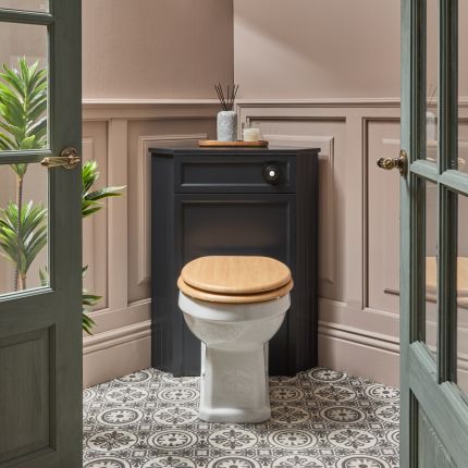 WC-Ombouw Hoekmontage Klassiek met Reservoir en Richmond Staand Toilet | Keuze Afwerking  WC-ombouw, Toiletzitting en Spoelknop | Thornton