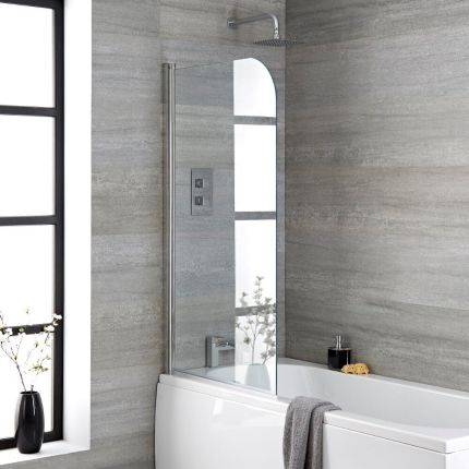 Badwand Afgerond Draaibaar 80cm x 140cm Gepolijst Aluminium Profiel | Portland