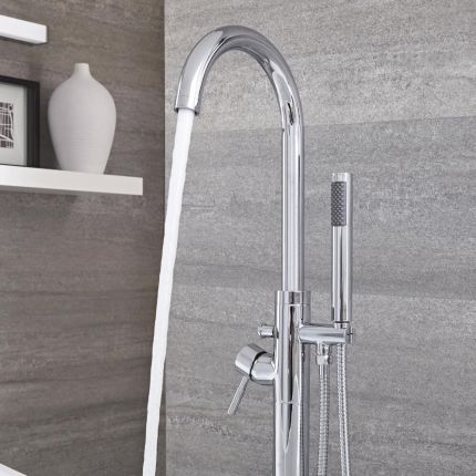Vrijstaande Badmengkraan met Handdouche - Modern Rond | Kies de Afwerking
