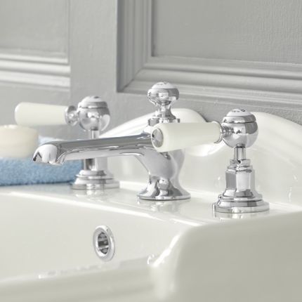 3-gats Wastafelmengkraan Klassiek Steel Handvat | Kies de Afwerking | Elizabeth