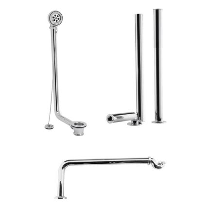 Afvoerplug met Overloop incl. Stop met Ketting, Standpijpen en Badsifon Klassiek Chromen Set | Select