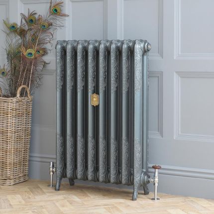 Gietijzeren Radiator 2 Koloms Antiek Zilver H. 95cm x Kies De Breedte| Charlotte