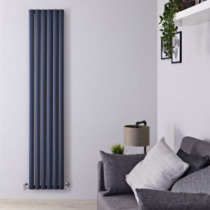 Hudson Reed Revive - Verticale Aluminium Designradiator Dubbellaags (Keuze Breedte) – Antraciet