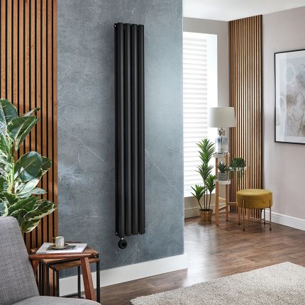 Elektrische Design Radiator Verticaal Zwart | 23,6cm Breed - Keuze Hoogte | Keuze WiFi-Thermostaat | Vaste Bedrading of met Stekker | Revive - ECOSO van Hudson Reed