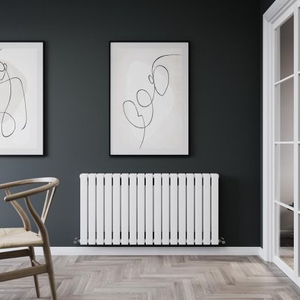 Horizontale Design Convector Radiator met Vlakke Panelen 60cm Hoog | Keuze Breedte en Kleur - Enkel of Dubbel Paneel Ontwerp | Alpha