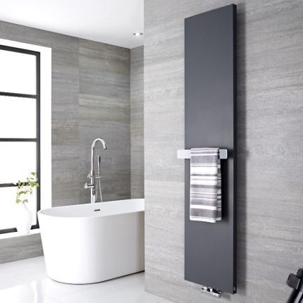 Plaatradiator Verticaal Staal Antraciet 50cmx 180cm  Incl. Handdoekrek Staal 6cm x 42cm x 12.5cm |Rubi