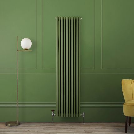Kolomradiator Verticaal 3-Kolommen Klassiek | Keuze Afmeting en Keuze Groene Afwerkingen | Windsor