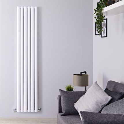 Hudson Reed Revive - Verticale Aluminium Designradiator Dubbellaags (Keuze Breedte) – Wit