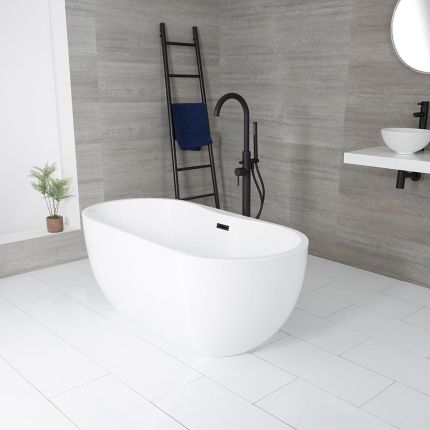 Vrijstaand Bad Ovaal Modern Dubbelzijdig Glanzend Wit 180cm x 75cm | Keuze Afwerking Overloop | Otterton