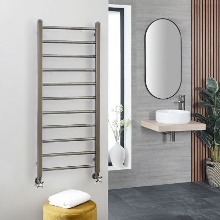 Handdoekradiator RVS Vlak - Donker Goud | Keuze Afmeting | Quo