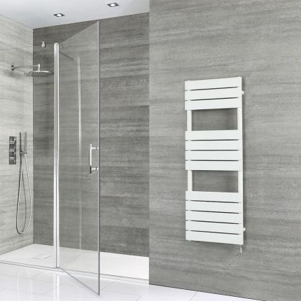 Elektrische Design Handdoekradiator - Wit | Keuze Afmeting en Verwarmingselement | Optionele Kabelafdekking | Lustro - ECOSO van Hudson Reed