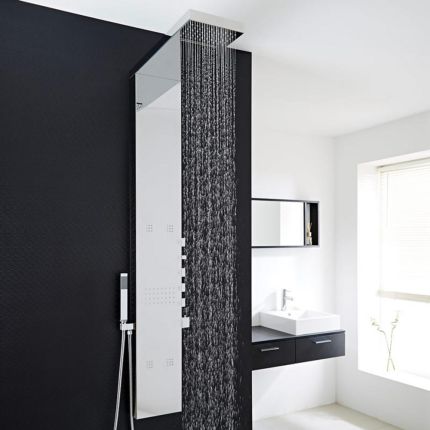 Douchepaneel 5-Weg Thermostatisch met Waterval- en Regenvaleffect Douchekop, Handdouche en 5 x Zijdouches Chroom | Tahuata