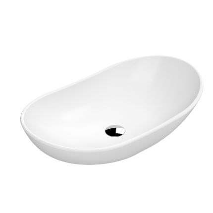 Opzetwastafel Ovaal Modern 61,5cm x 36cm (Geen Kraangaten) - Matwit