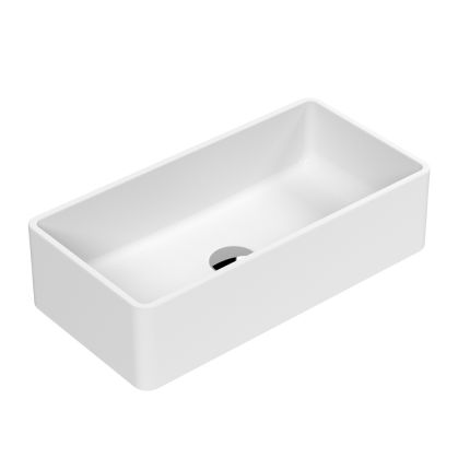 Opzetwastafel Rechthoekig Modern 46,5cm x 23,5cm (Geen Kraangaten) - Matwit