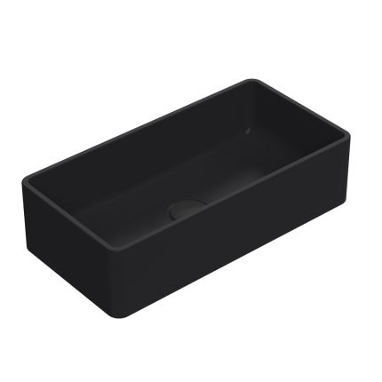 Opzetwastafel Rechthoekig Modern 46,5cm x 23,5cm (Geen Kraangaten) - Matzwart