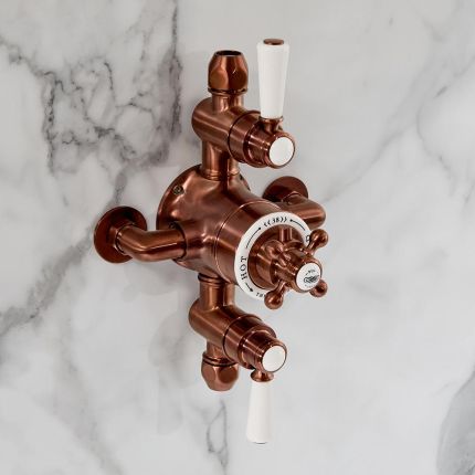 Hudson Reed Elizabeth - Douchekraan Thermostatisch Opbouw 2-Weg Klassiek - Satijn Koper