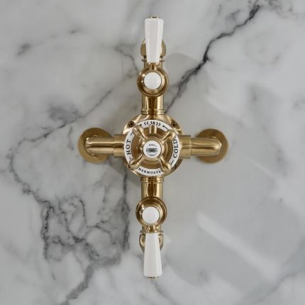 Hudson Reed Elizabeth - Douchekraan Thermostatisch Opbouw 2-Weg Klassiek - Satijn Goud