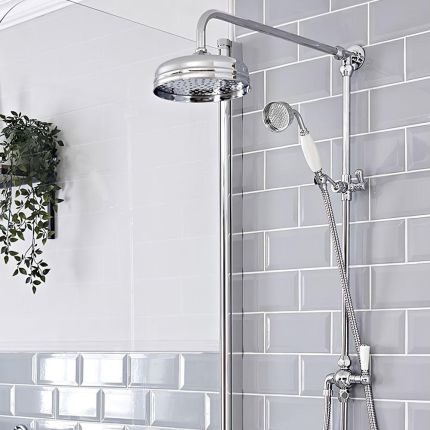 Douchekolom Klassiek met 19cm Ronde Douchekop en Handdouche Chromen/Wit | Elizabeth