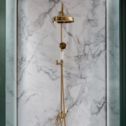 Douchekolom met 19cm Ronde Douchekop en Handdouche - Satijn Goud | Elizabeth