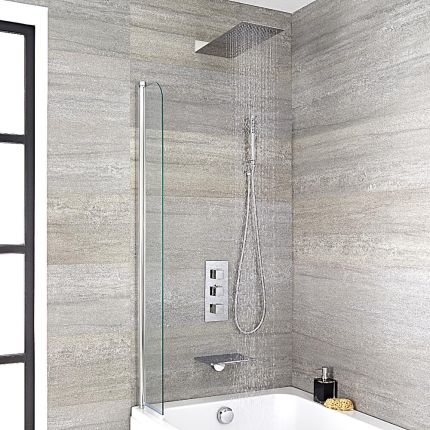 Douchekraan Thermostatisch Inbouw 3-Weg met Omstel, Douchekop, Handdouche en Badvuller met Waterval Chroom | Kubix