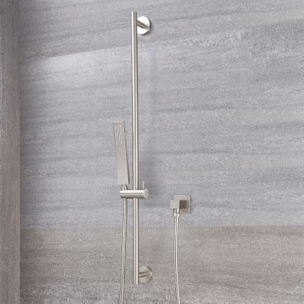 Vierkante Douche Glijstang Set - Geborsteld Nikkel