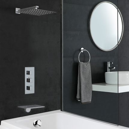 Douchekraan Thermostatisch Inbouw 2-Weg met Douchekop en Badvuller met Waterval Chroom | Kubix