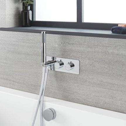 Doucheset - 2-Weg Thermostatische Douchekraan, Overloop-Badvuller en Handdouche - Chroom | Como