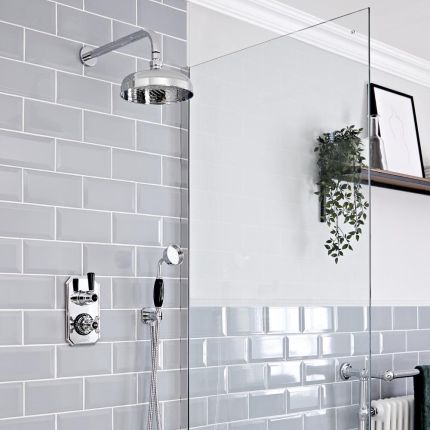 Hudson Reed Elizabeth - Douchekraan Thermostatisch Inbouw 2-Weg Klassiek met Omstel - Chroom en Zwart